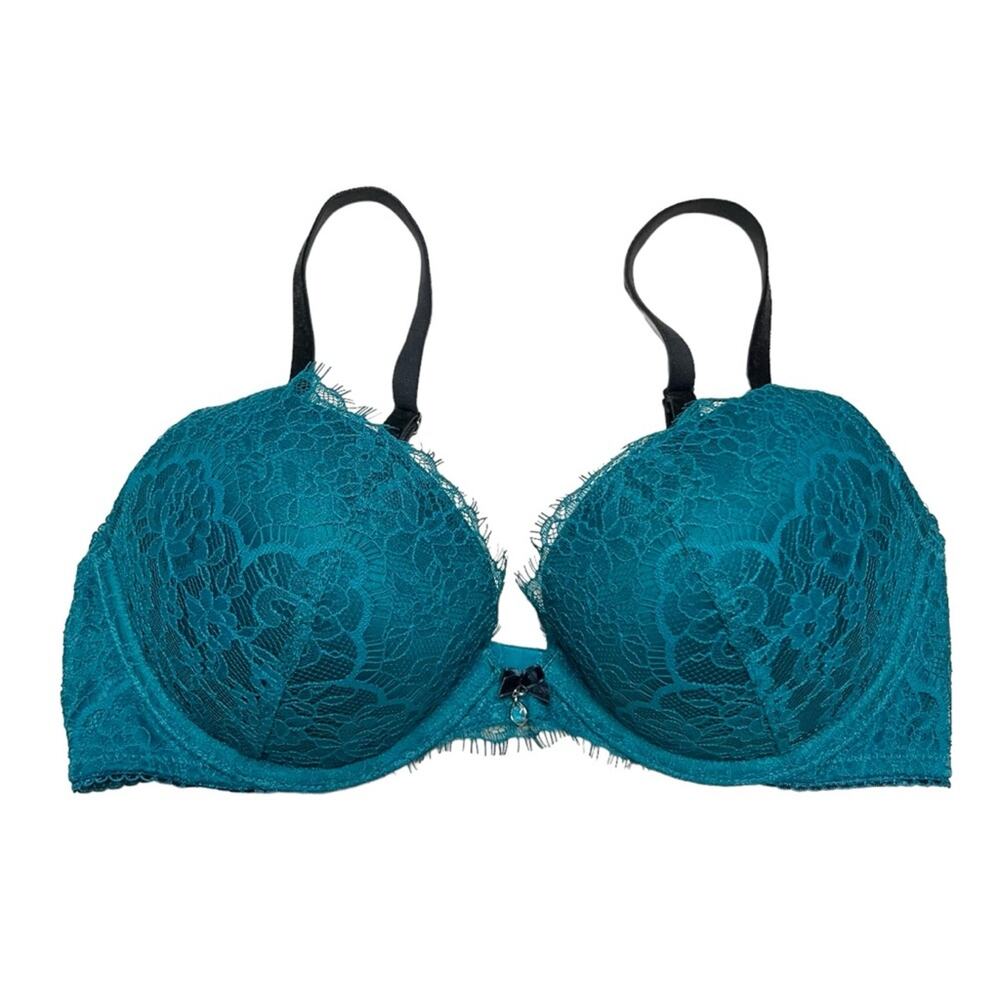 Victoria’s Secret Lace Velvet Strap Push-Up Bra Spruce Green Size 34C